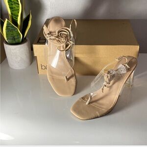 Beige Transparent‎ Strap Heels